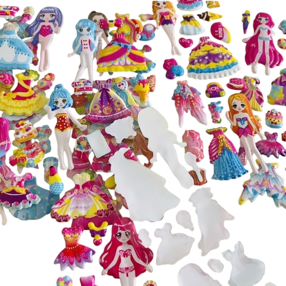 2 Packs 3D Cartoon Dress-Up Girl Puffy Stickers Adorable PVC Bubbles for Kids - Picture 7 of 15